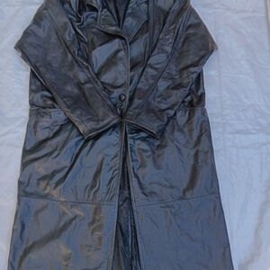 Elegant Black Leather Trench Coat